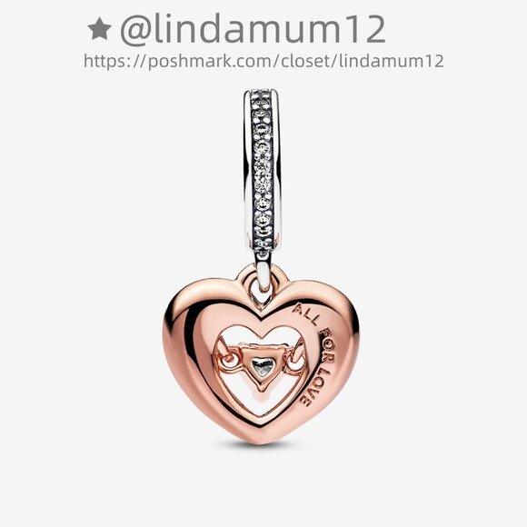 Pandora Two-tone Radiant Heart Dangle Charm - Picture 2 of 4
